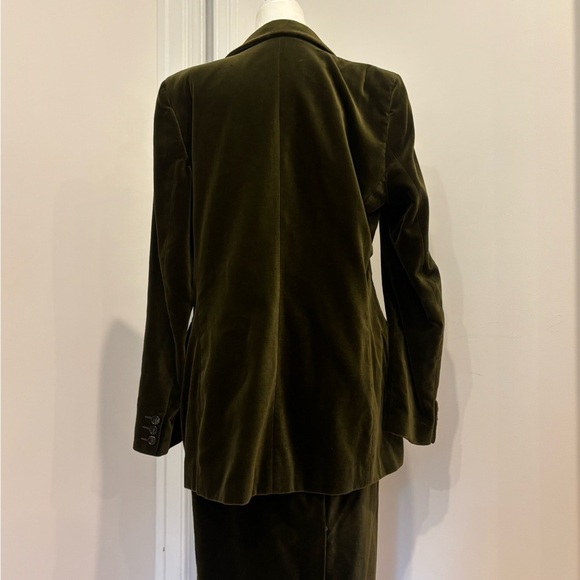 Burberry 1990’s RARE Green/Brown Velvet Blazer Classic Suit Jacket Set - Picture 3 of 12